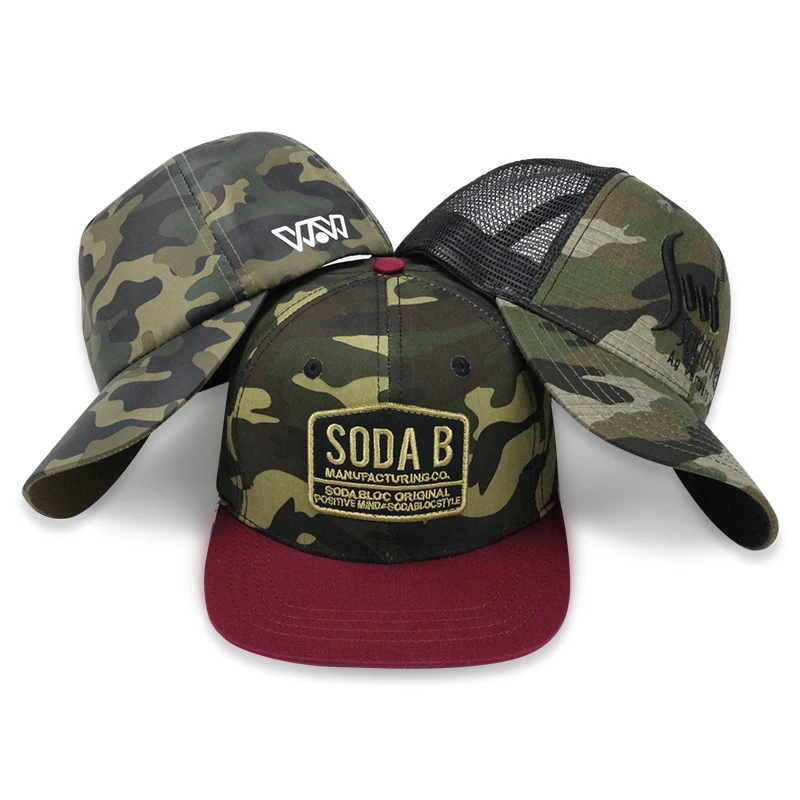 Camouflage Sports Style Custom Baseball Cap Snap back Cap Trucker Hat For Men And Women gorra