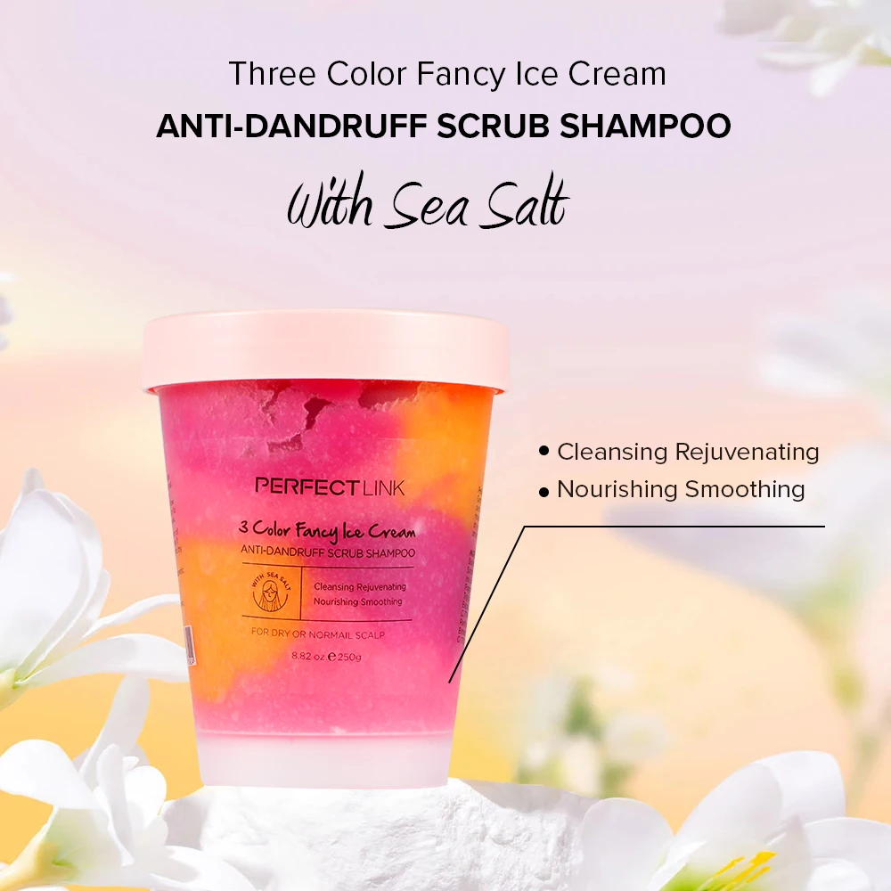3 Color Fancy Ice Cream Anti Dandruff Message Hair Shampoo for Dry Normal Hair Cleanse Rejuvenate Nourish Smooth Shampoo Scrub