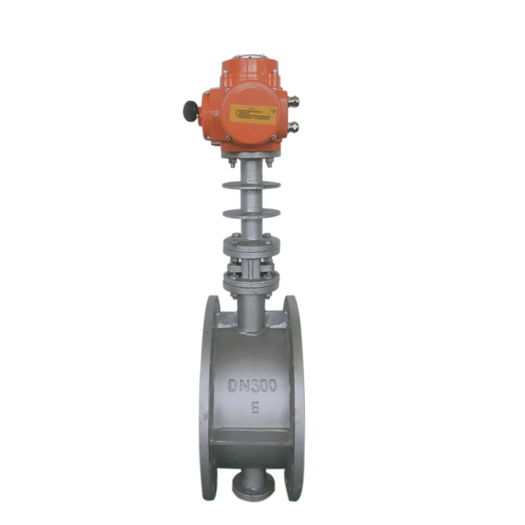 Large torque electric actuator with flange connection ventilation butterfly valve