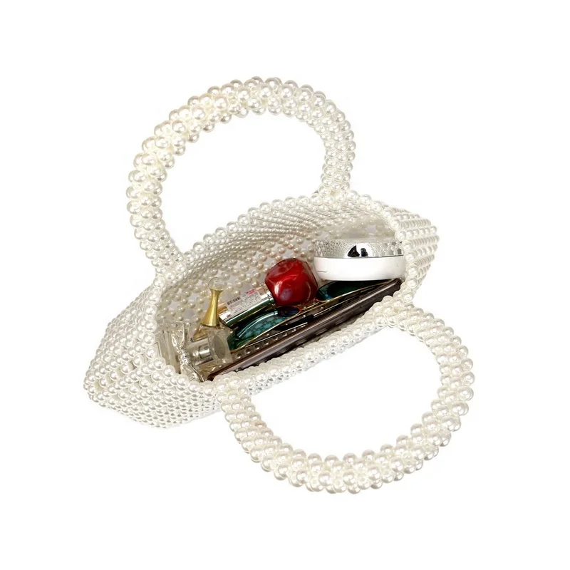  Новые товары плетеная сумочка ручной работы в стиле ретро с жемчугом и бусинами сумка-клатч для женщин