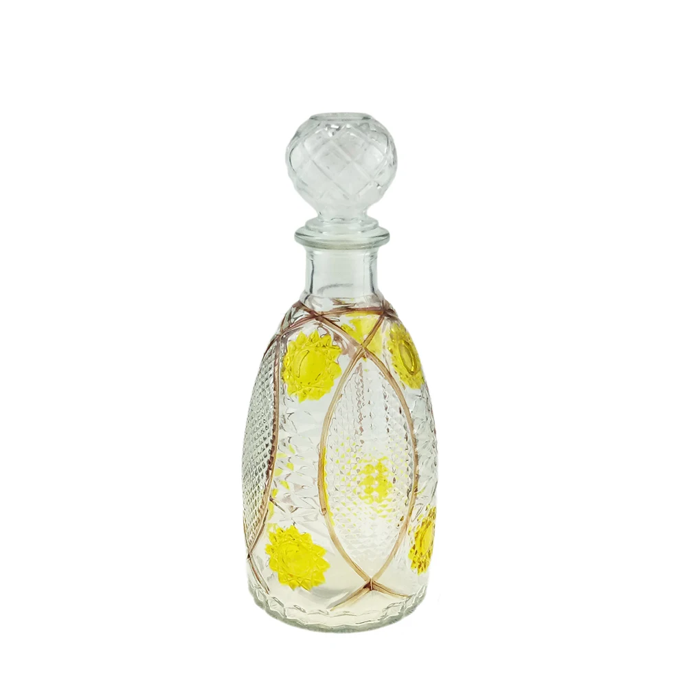 Round  glass decanter for liquor with glass stopper lid for wine whiskey