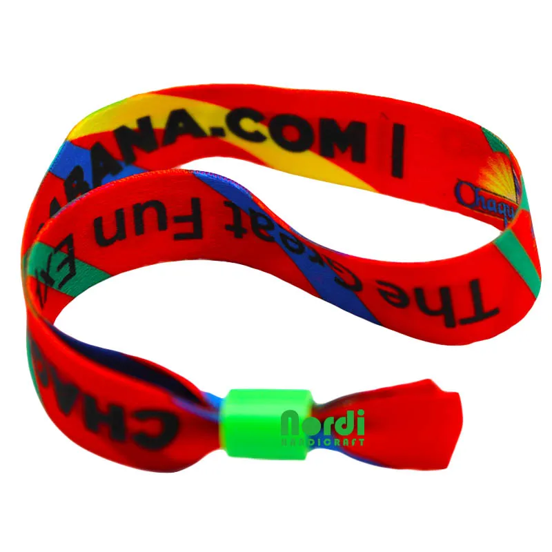 Factory Price Custom Barrel Lock Woven Wristbands Fabric Festival Entrance Ticket Wristband Sublimation Wristband For Concert