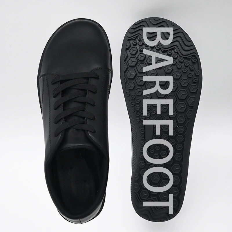 Microfiber Leather Barefoot Shoes Dress Shoes Zero Drop Wide Toe Office Business Shoes for Minimalism Men