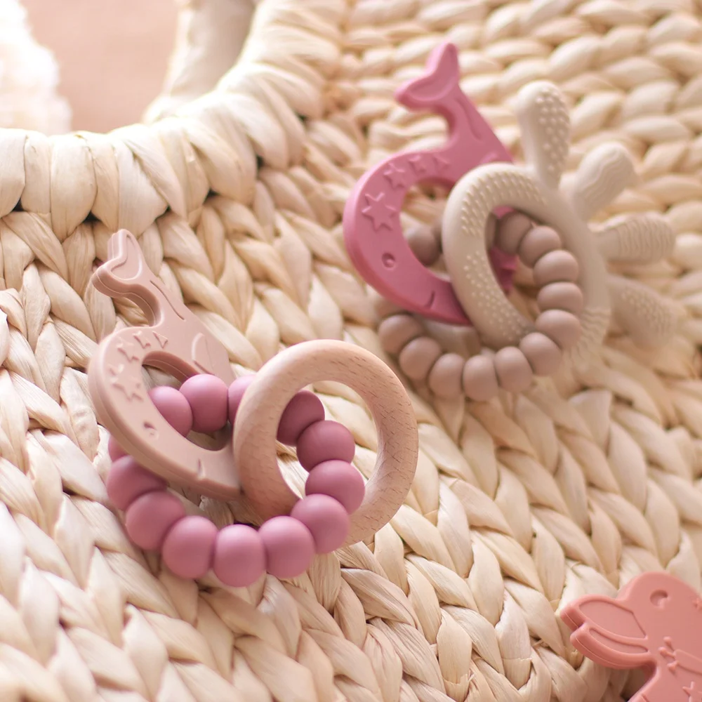 LoveBond Baby Teether Whale Learning Loop Silicone Teether Beech Ring for Babies BPA Free  Infant Teething Toy