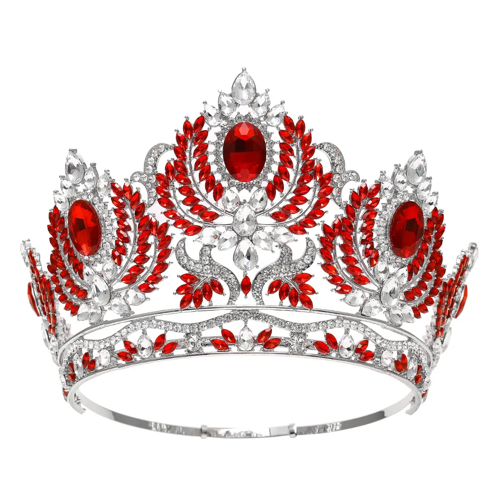 Europe And The United States Super-sized Bride Crown Beauty Pageant Crown For Queens Baroque  Yellow Crystal Full  Crown