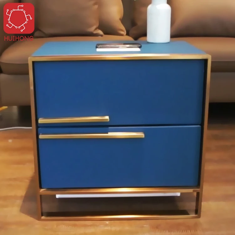 Huihong OEM nightstands w50*d40*50cm mesilla de noche modern nordic bedside cabinet with wireless speaker