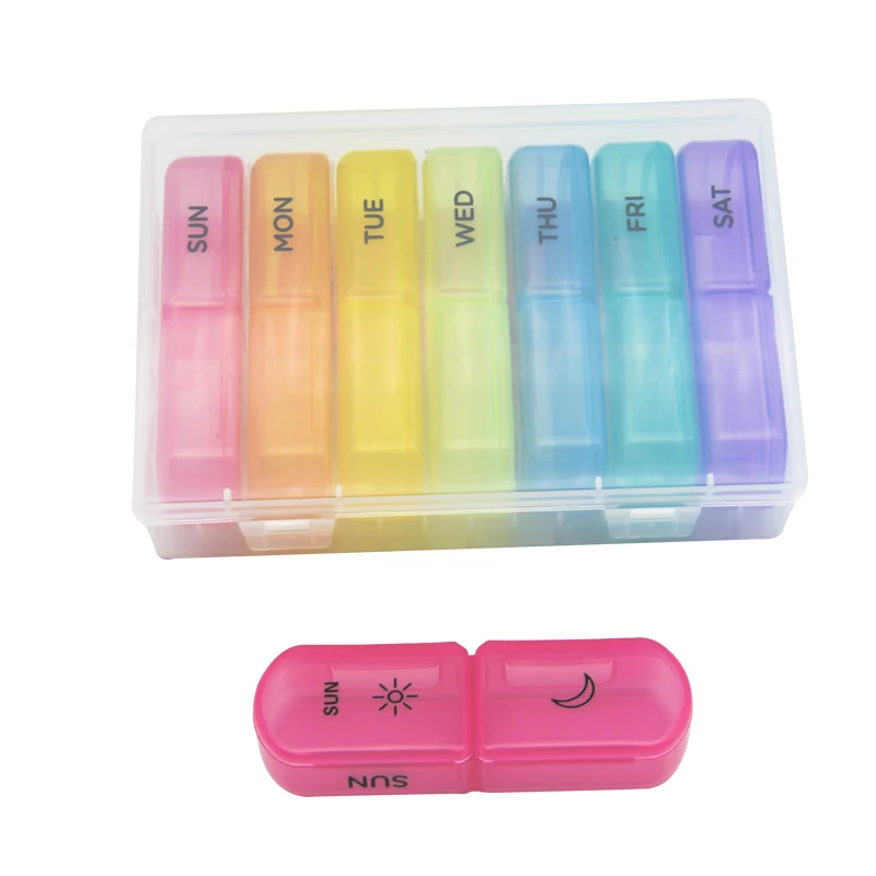 Monthly Pill Box Am/Pm Pill Organizer Box For 7 Days 28 Compartments Pill Packaging Box Travel Portable Organizer