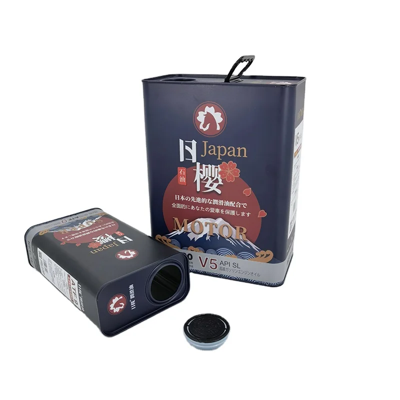 Accept custom printing empty square rectangular chemical tin can oil paint can with metal plastic spout top lid