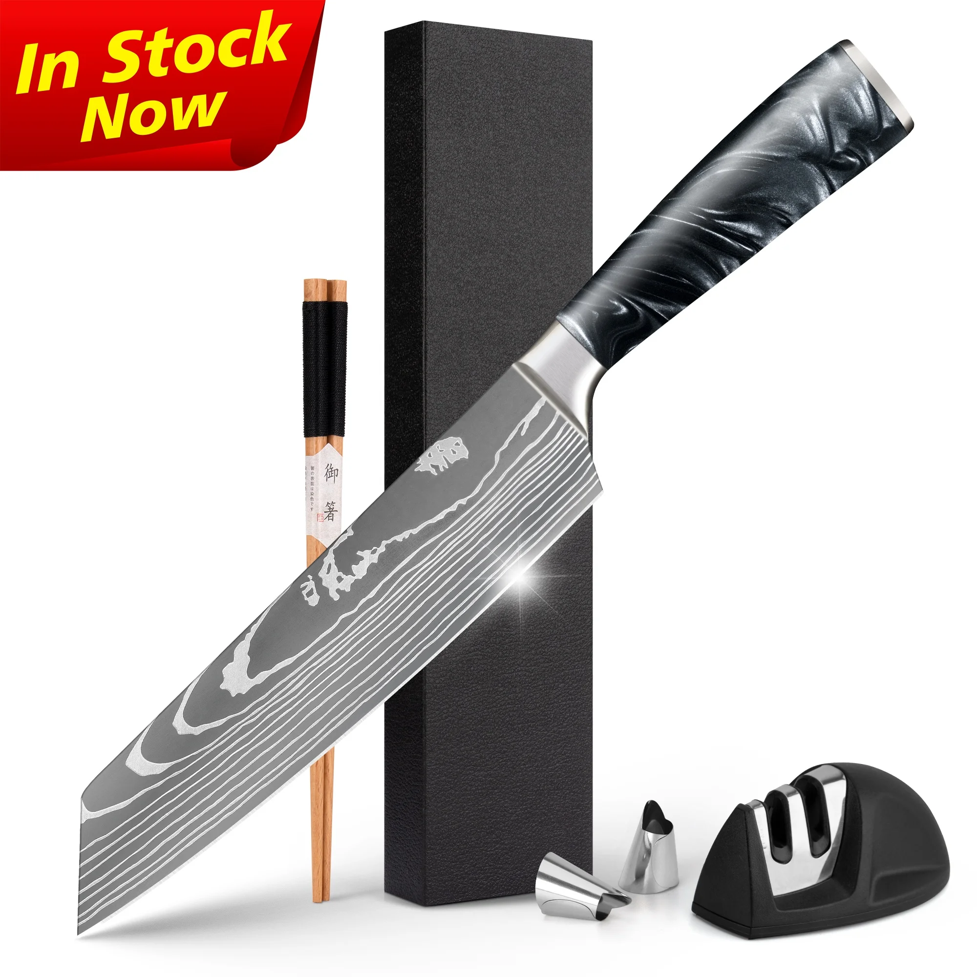 10% off Obsidian Black Resin Handle 8 Inch 67 Layers VG10 Japanese Kitchen Knifes Damascus Steel Chef Knives Kiritsuke Knife