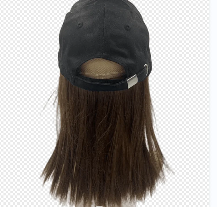 Girls Wig Hats Curly Straight Hair Silver Fiber Fabric Cap Wig EMF Blocking Baseball Cap Wig