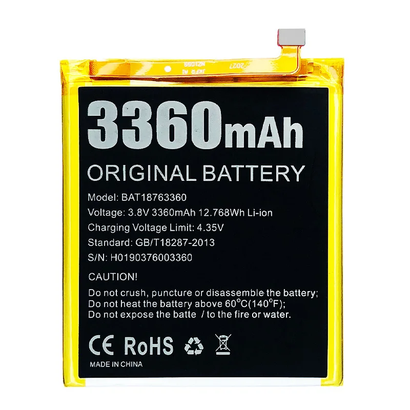 100% оригинальный высококачественный аккумулятор 3360 мАч BAT18763360 Для Doogee Y7 N10 S60 сменные батареи для мобильного телефона