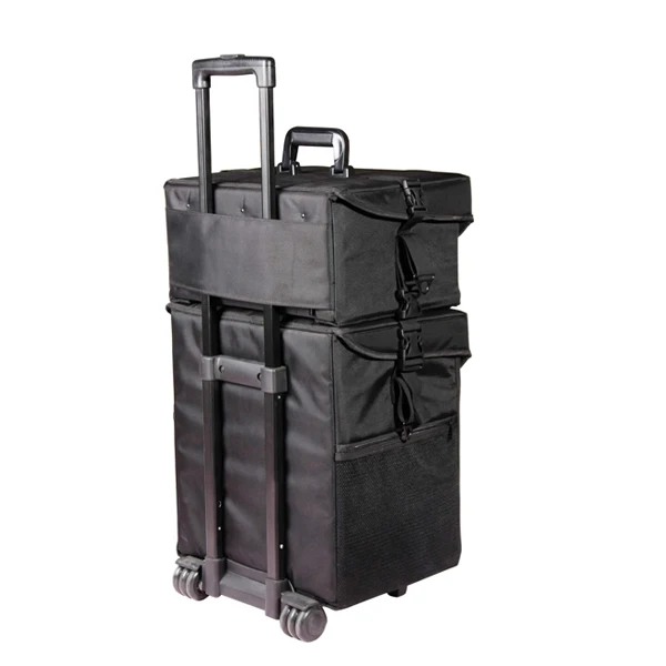2 in 1 professional beauty cosmetic hairdressing soft sided nylon makeup trolley case