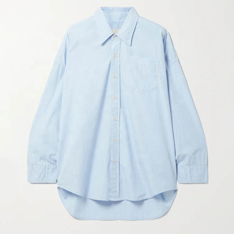 Wholesale casual shirts Ladies Tops and Blouses Oversized Striped Cotton Oxford Casual bulk essentials Shirt For Women