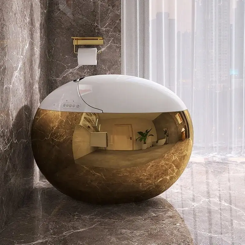Luxury style sanitary ware ceramic smart toilet intelligent gold toilet electroplated