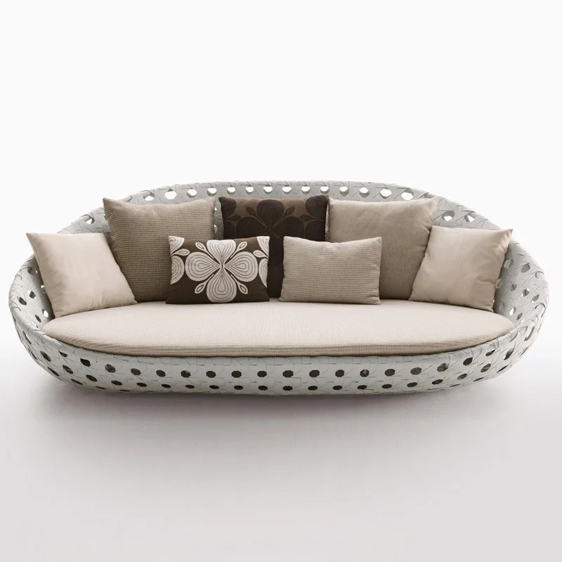 Outdoor comfort high gray waterproof vines lie bed bed terrace balcony vine round bed garden garden swimming pool lazy sofa