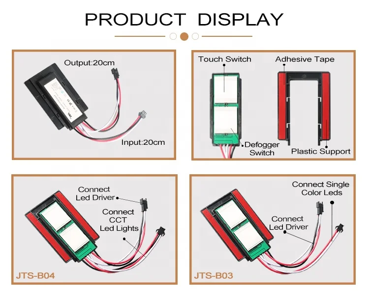 FICLUX Hotel Mirror Front Light 12V 5A Capacitive Touch On Off CCT Dimmable Sensor Antifog Switches