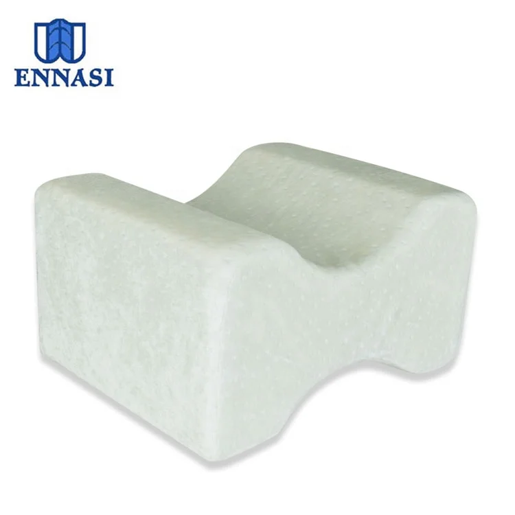 Ventilated Cool Bamboo Velvet Cover Memory Foam Orthopedic Knee Pillow Contour Leg Pillow for Side Sleeper, Pregnancy