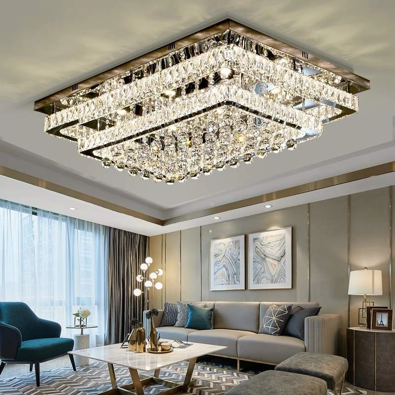 Modern Pendant Ceiling Lamps LED Crystal Chandelier Lights Hanging Light Fixture for Living Room