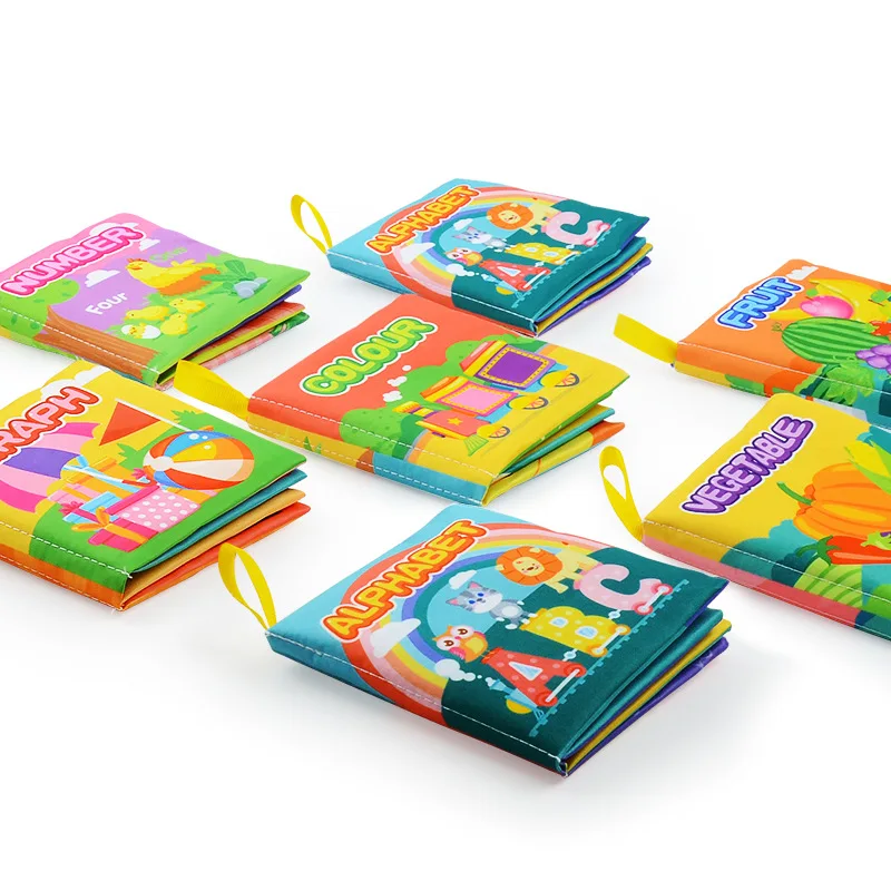 CPC Certified Soft Washable & Recyclable Cloth Books for Kids English Animals Fruits Family Cognition Early Education Baby Books