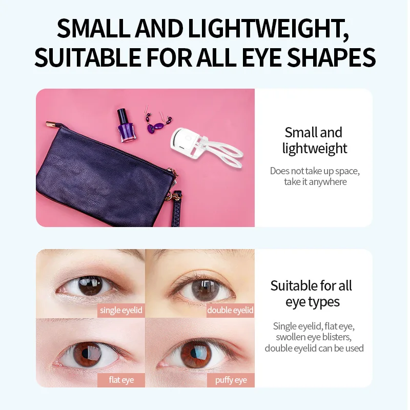 Portable electric heating rechargeable eyelash curler electric eyelash curler curling beauty tool