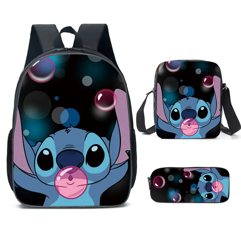 New cartoon Stitch three-piece schoolbag primary and secondary school students backpack