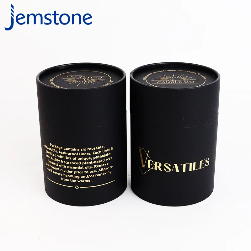 Custom Logo Biodegradable Coffee Tea Cylinder Round Tube Food Grade black Cardboard cosmetic jar cardboard box for cosmetics