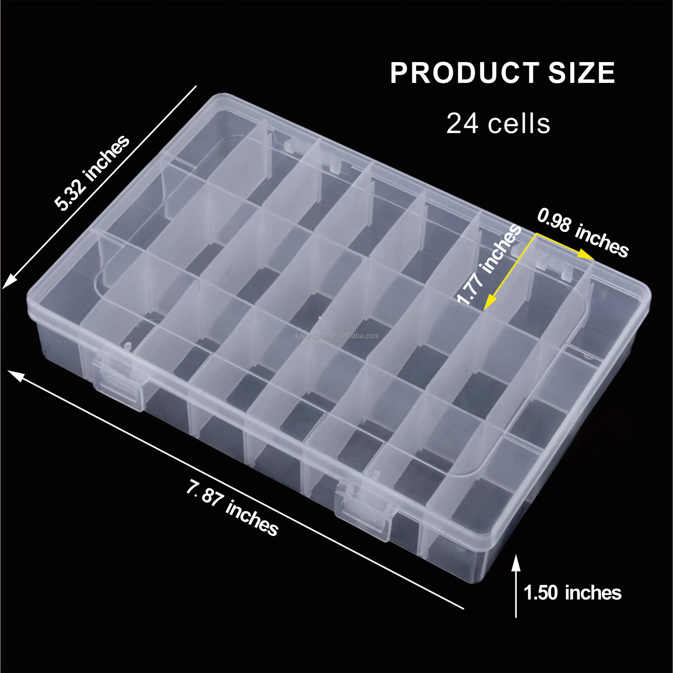 Small 24 Compartment Plastic Organizer with Adjustable Dividers, Clear Organizer, Jewelry . Fishing Gear. Small Parts. Organizer