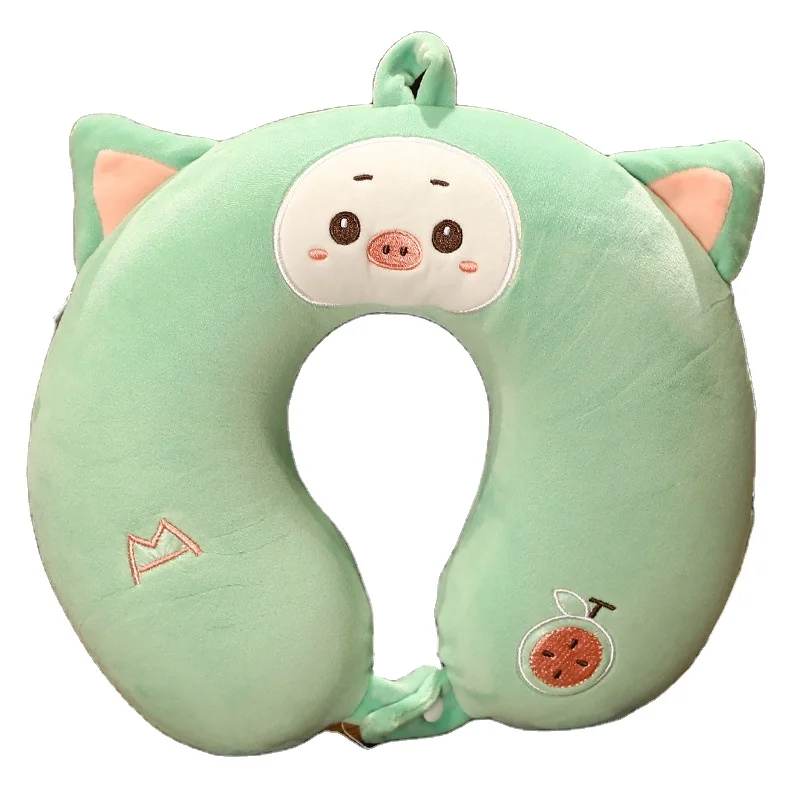 Factory Wholesale Soft comfy colorful plane travel office nap Plush cartoon animal U Shape Neck Massage Pillow