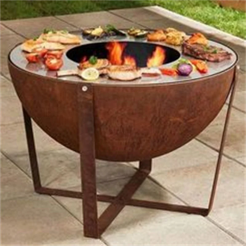 Customize Bbq Accessory Charcoal Baking Pizza Oven Corten steel Fire pit Barbecue Grill