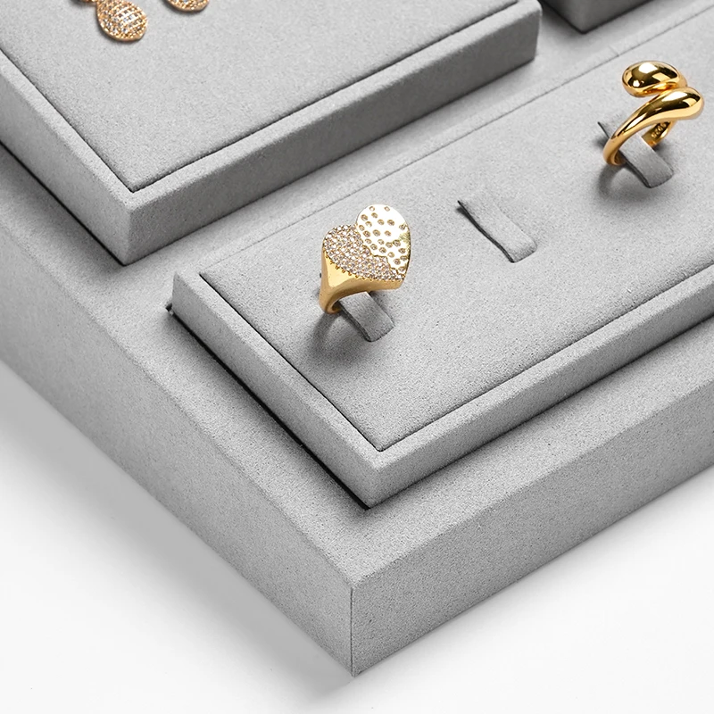 FANXI Monet Grey Jewelry Combo Set Microfiber Luxury Jewelry Display Stand Set Window Display Props