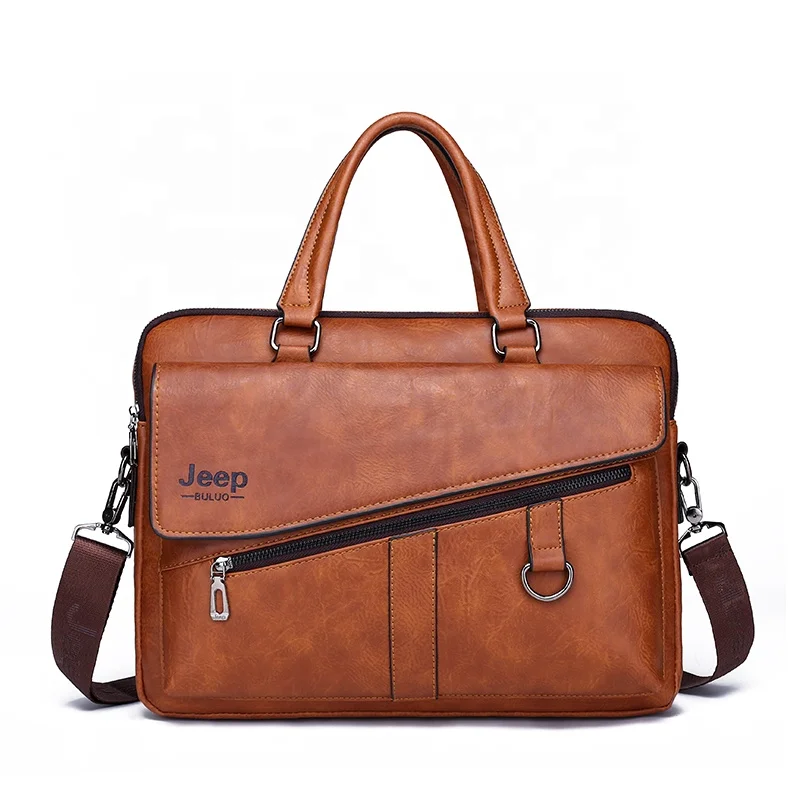 New Design Men Business Office Waterproof Custom Leather Laptop Bag Briefcase