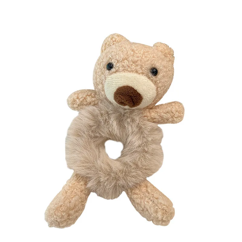 2022 Ранняя осень милая маленькая веревка для волос с медведем ручная сеть красный конский хвост плюшевый круг для волос