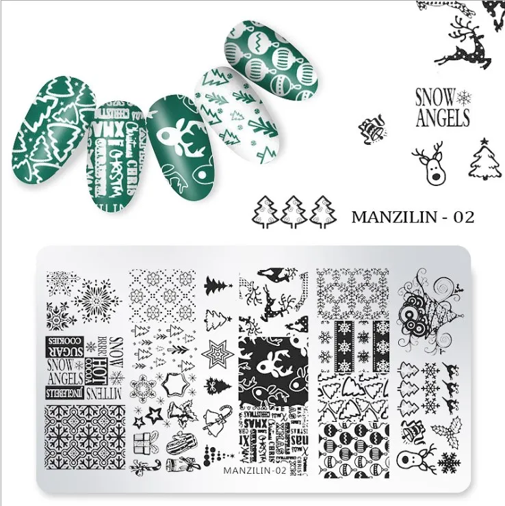 2021 DIY Nail Beauty Design Stainless Metal Material Nail Art Stamp Polish Stamping Plates Christmas Nail Stamp Plate