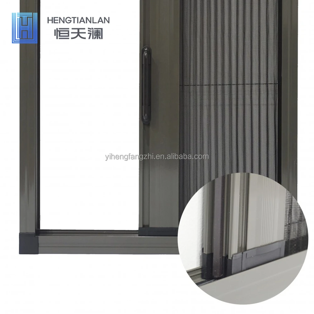 Plisse mosquito net folding fly accordion screen mesh PET pleated insect window screen trackless door screen