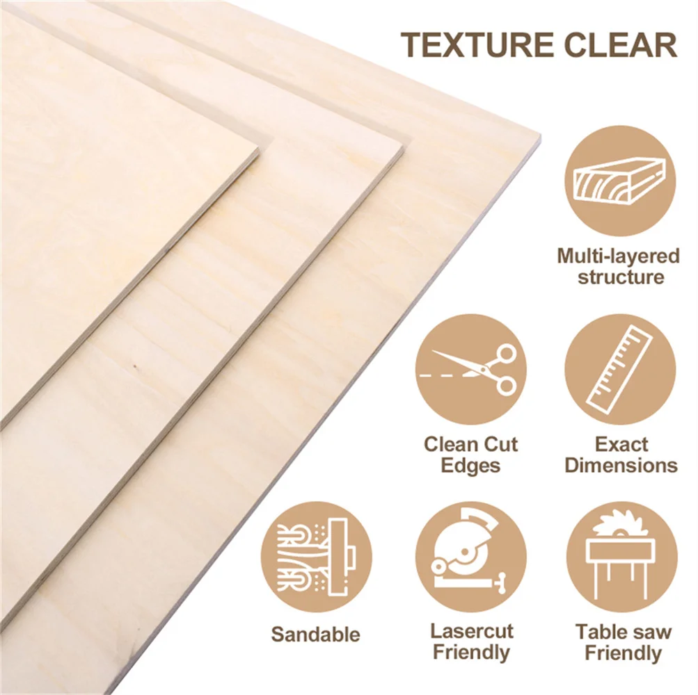 1.5mm 2mm 3mm 4mm 5mm Basswood Plywood Sheet Laser Cutting Thin Craft Commercial Basswood Plywood