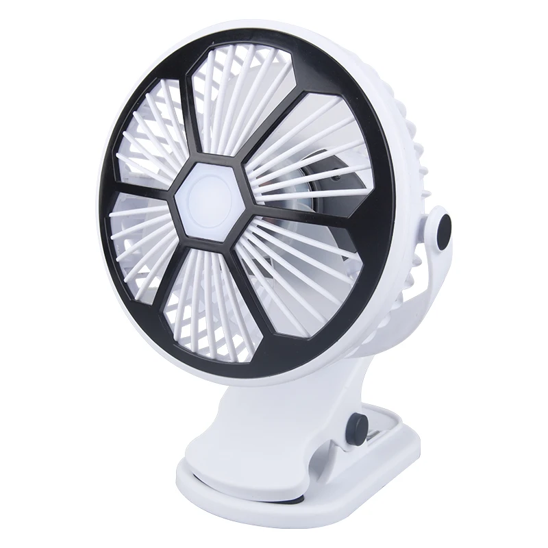 Portable Mini Clip Fan with 720 Degree Oscillating Loop Night Light Home Use USB Air Cooling Fan for Outdoor with Table Clip