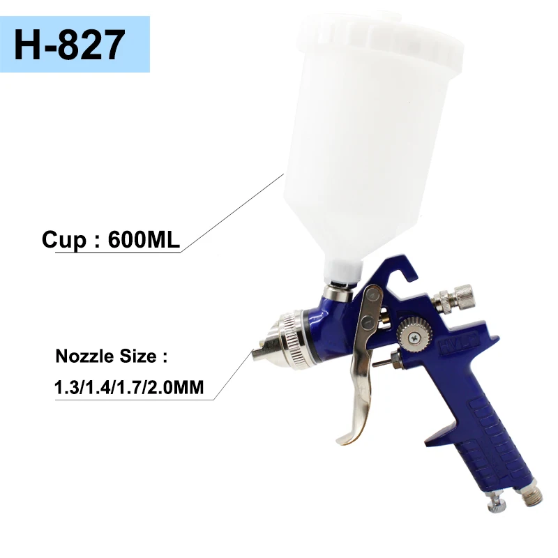 1.3/1.4/1.7/2.0mm Nozzle H-827 Professional HVLP Paint Spray Guns Airbrush For Painting Car High Quality Tools