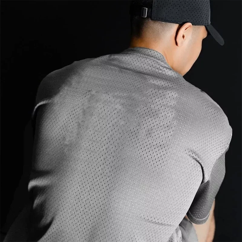 Custom Gym Oversized Fitness Short Sleeve Mesh Casual Breathable Jersey Mens Sports Super Quick Dry T-shirt for Men