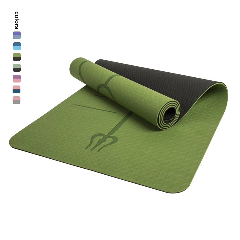 Flexible high density 80cm custom posture line logo workout mat 6mm water resistance TPE yoga mat