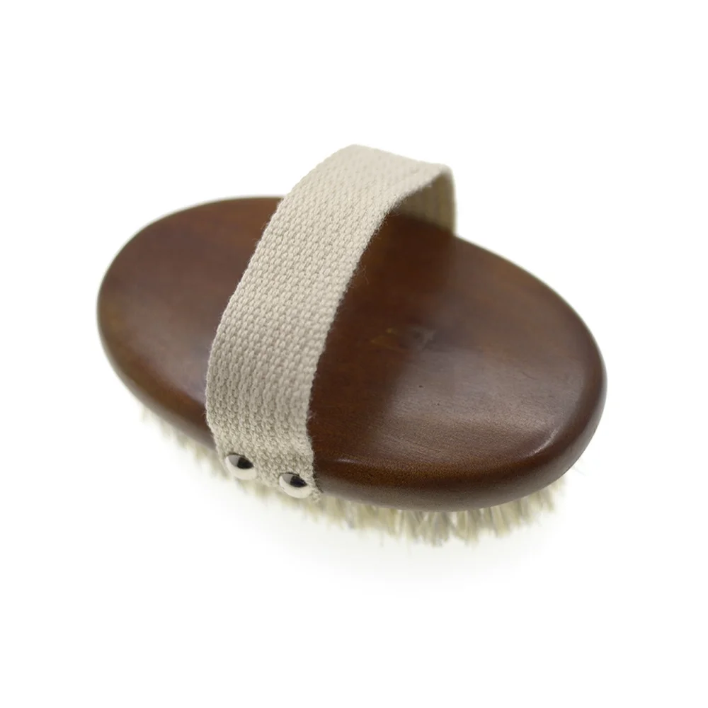 Роскошная щетка для сухого тела из коричневого дерева с натуральной сизальной щетиной