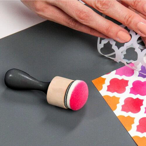 21101B Ink Blending Tool with Domed Foam Applicators- 2 wood applicator+5pcs round sponge