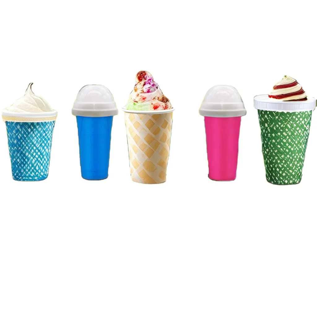 Innovative Hot Selling Smoothie Slushy Maker Cup Silicone Lid Straw Sustainable Ice Cream Tools Ice Smoothies Slushies