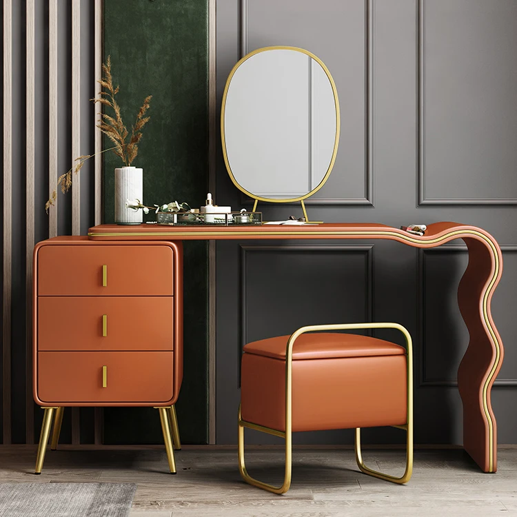 DT808 hot selling bedroom sets furniture lighted dressing table beside beds vanity mirror makeup bedside table