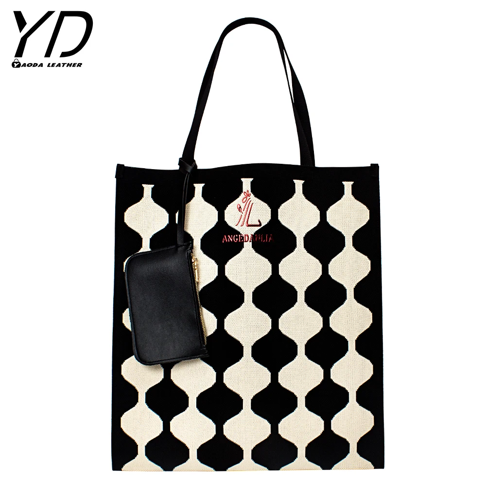 2023 Bohemian Crochet Women Shoulder Bags Granny Square Tote Bag Knitted Handbags Handmade Woven Summer Beach Bag