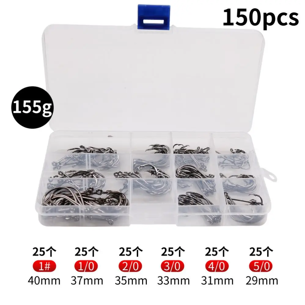 Free Samples 150PCS/Box High Carbon Steel Fishhooks Fishing Hooks Set High Barbed Carp Fishing Hooks 1# 1/0 2/0 3/0 4/0