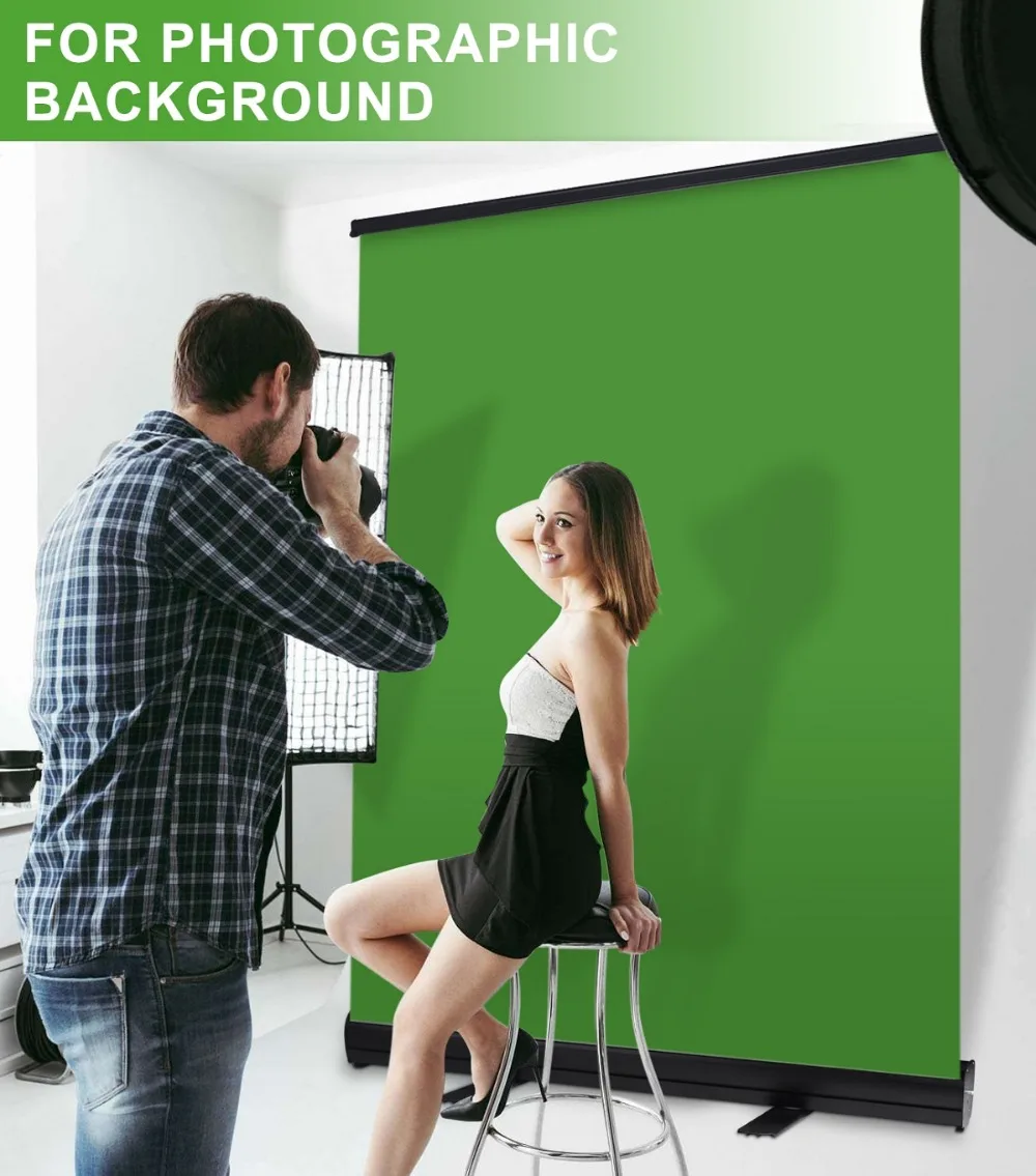 E-reise 1.5*2M/2*2M/2.5*2M/2.5*2.5M Background Collapsible Green Screen Chromakey Backdrop Pull-up Stand For YouTube Video Game
