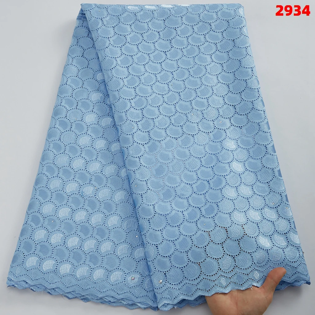 Swiss Voile Lace In Switzerland With Stones Embroidered Dry Africa Cotton Lace Fabrics 5 Yards For Nigerian Church Dress 2934