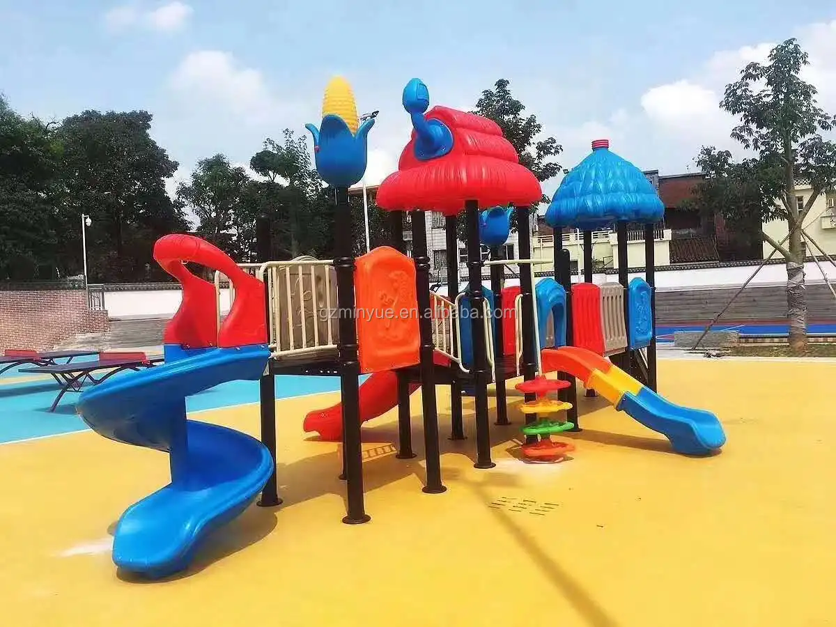 Kids slides outdoor plastic playground equipment swing and slide set