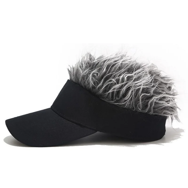 Fancy Street Fashion Wig Cap Adjustable Fake Hair Visor Sun Cap Baseball cap Hat for Men with Hair