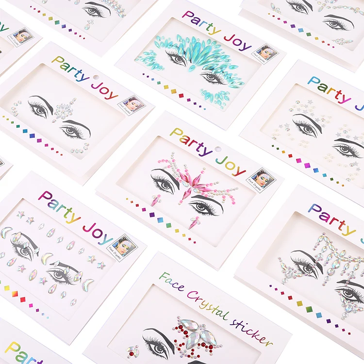 3D Sexy Face Tattoo Stickers Temporary Tattoos Glitter  Rhinestones For Women Party Face Jewels Tattoo